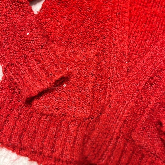 Cat & Jack sz 6/6X bright red open front sequin thread sweater cardigan - Picture 6 of 6